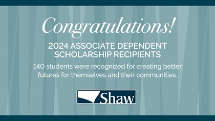 Shaw announces 2024 Associate Dependent Scholarship recipients